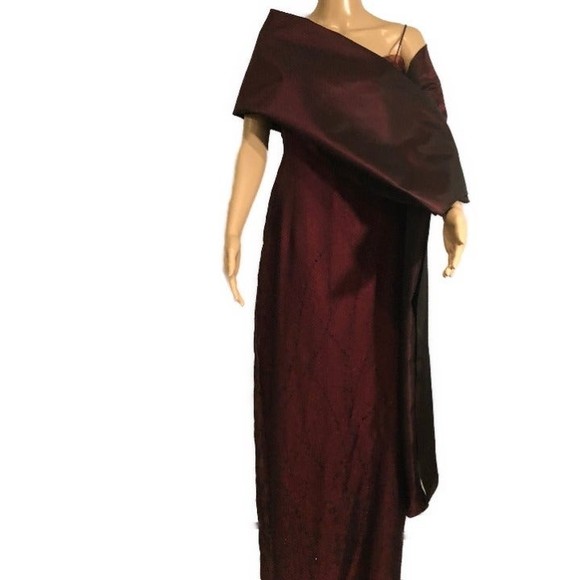 Georgiou Studio Wine Spaghetti Straps Evening Gown - Picture 7 of 9